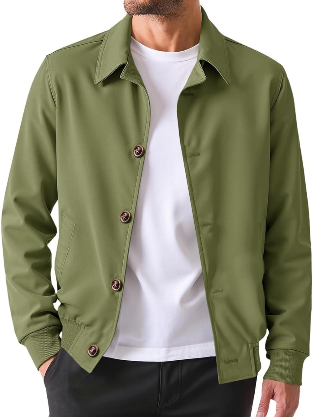 NWT Lightweight Jacket Button Down With Pockets Color  Army Green SZ XL